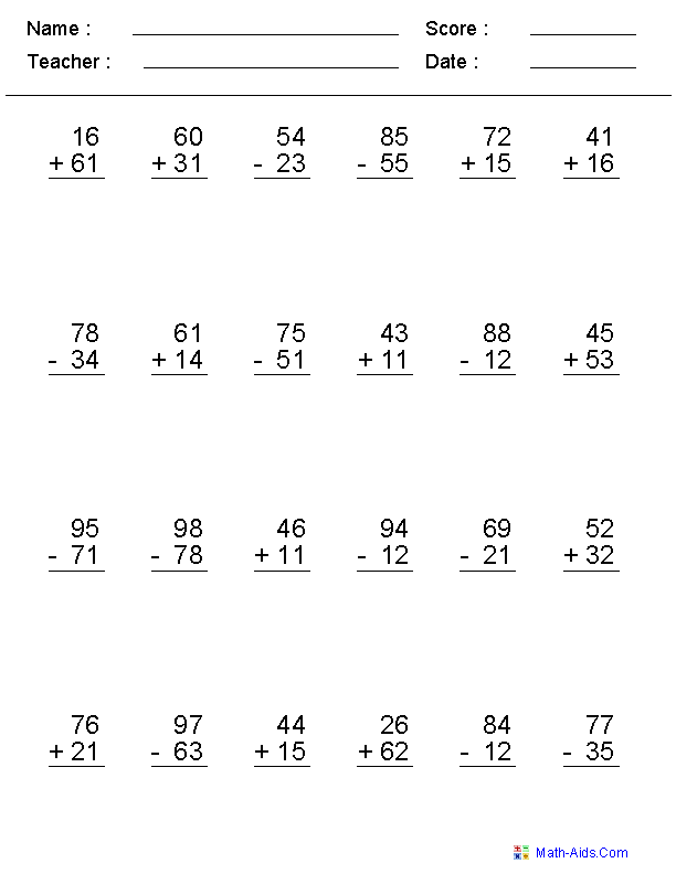 3 Digit Plus Minus 3 Digit Addition And Subtraction With Some 