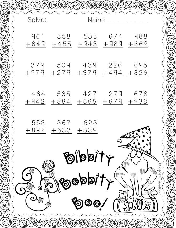 3 NBT 2 Halloween Themed 3 Digit Addition With Regrouping Math Fact 