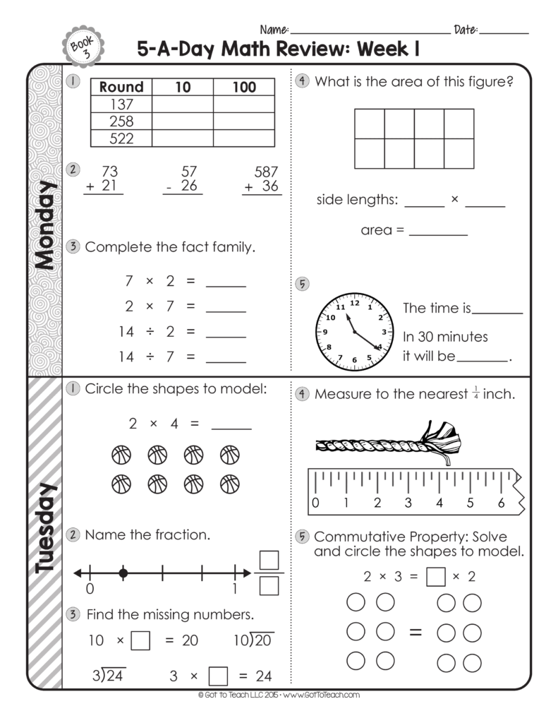 3rd Grade Daily Math Spiral Review Teacher Thrive