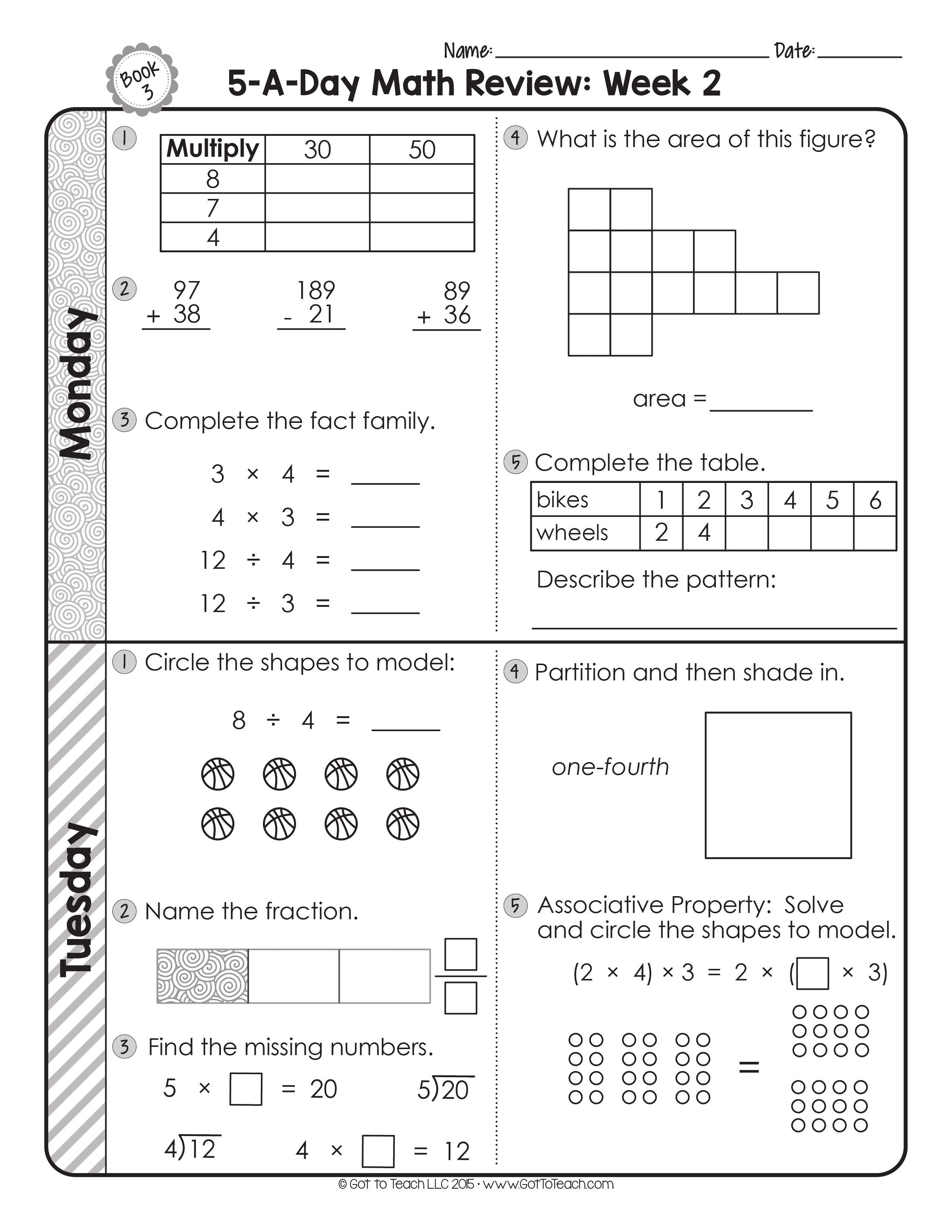 3rd Grade Daily Math Spiral Review Teacher Thrive