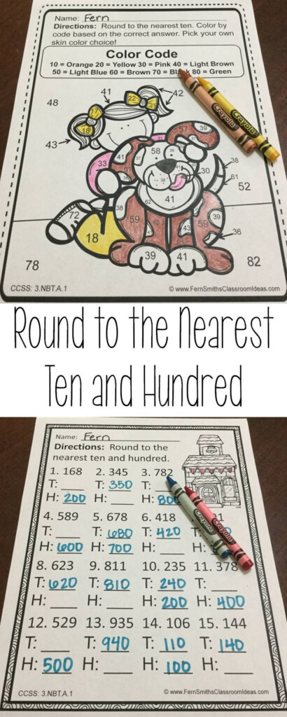 3rd Grade Go Math 1 2 Round To Ten Or Hundred Color By Number Go Math 