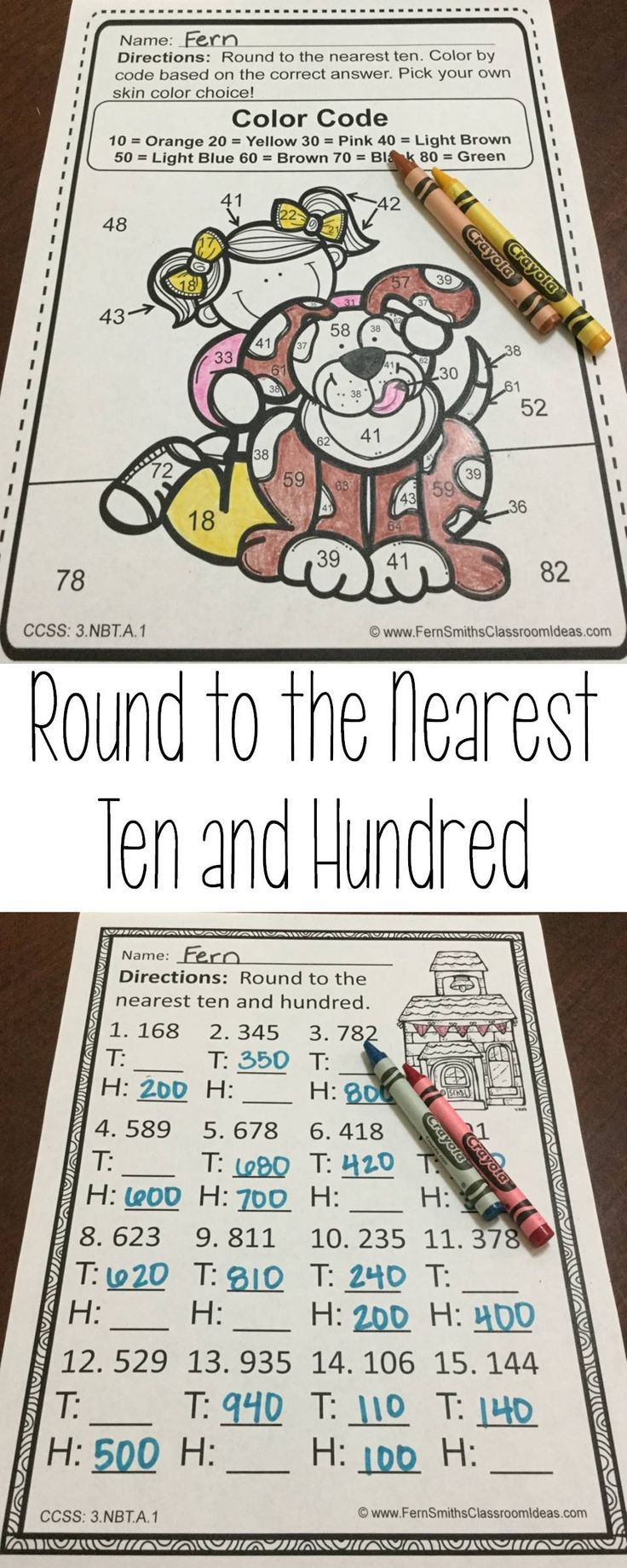 3rd Grade Go Math 1 2 Round To Ten Or Hundred Color By Number Go Math