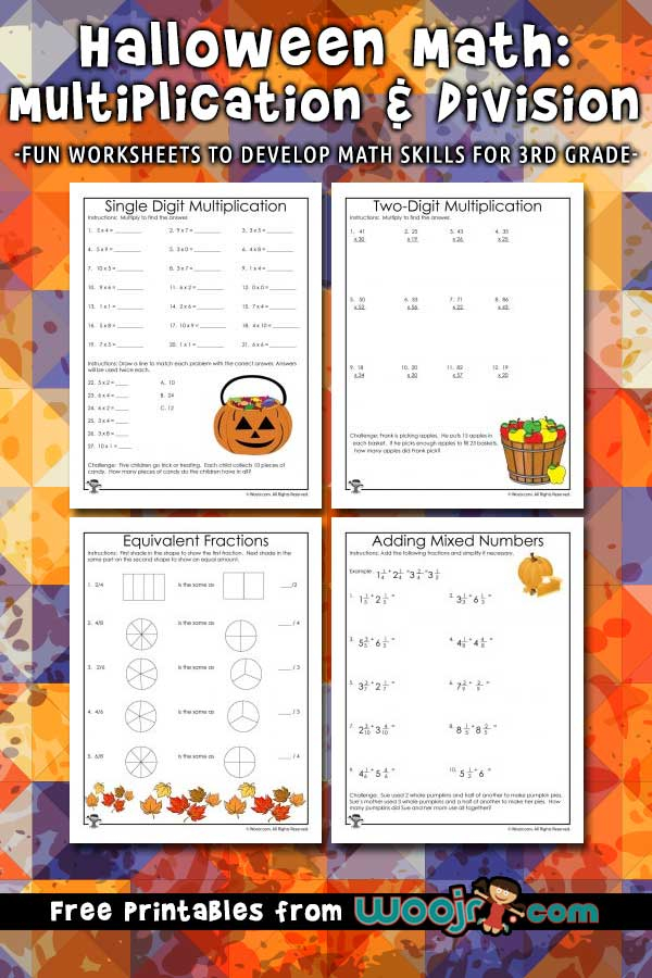 3rd Grade Halloween Math Worksheets Multiplication And Division Woo 