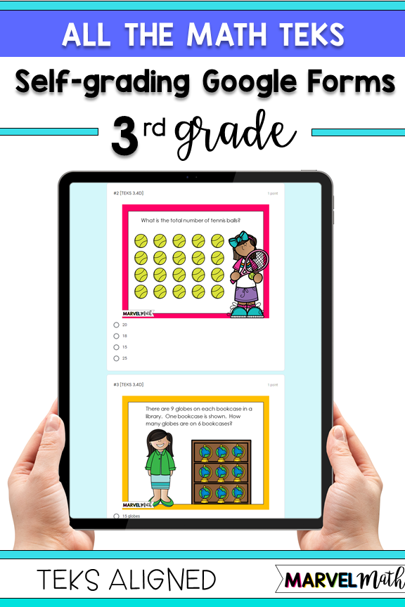 3rd Grade Math Digital Review Bundle TEKS STAAR Google Classroom 