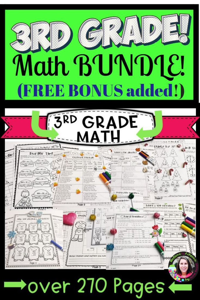 3rd Grade Math Monthly NO PREP Packets THE BUNDLE Math Bundle 3rd 