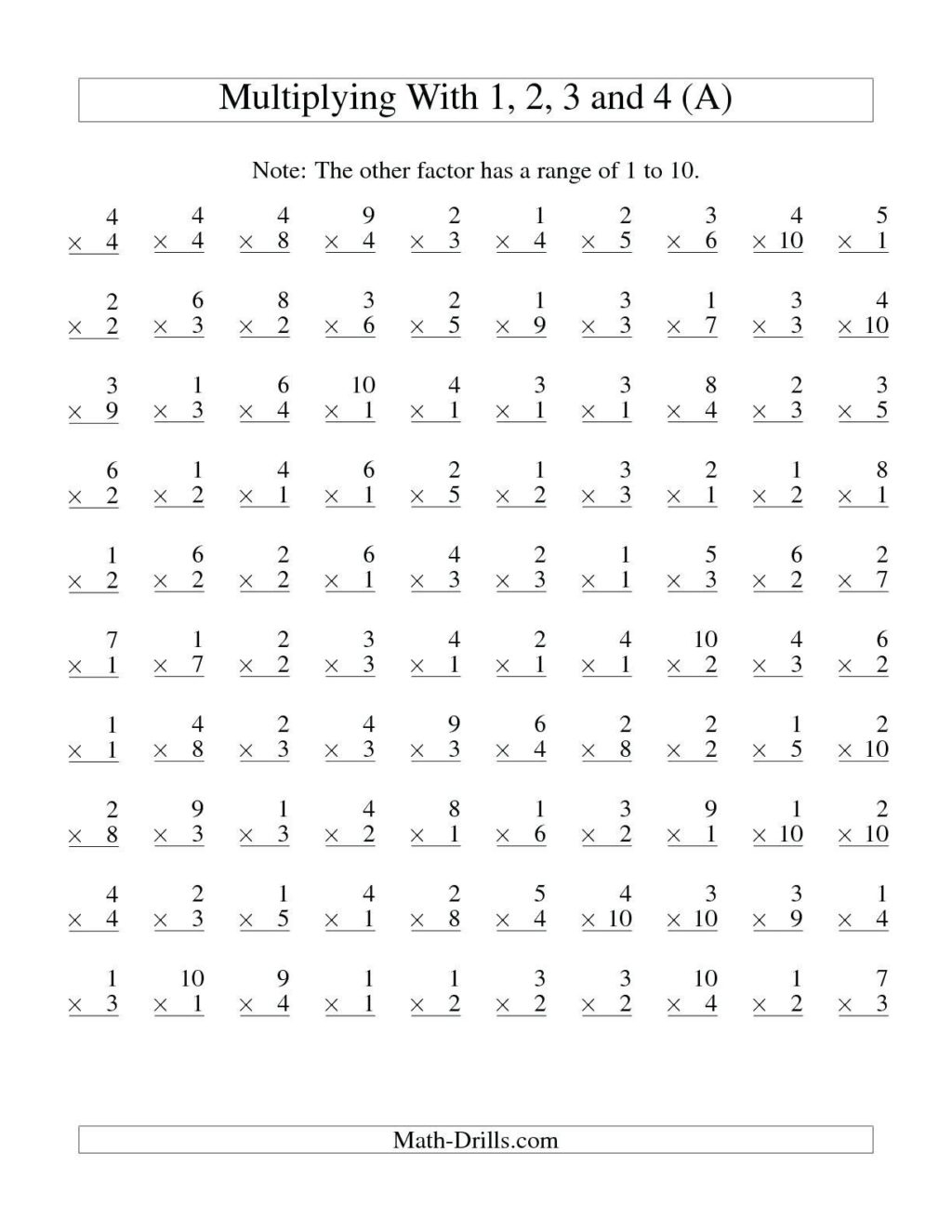 3Rd Grade Math Multiplication Timed Test Times Tables Worksheets