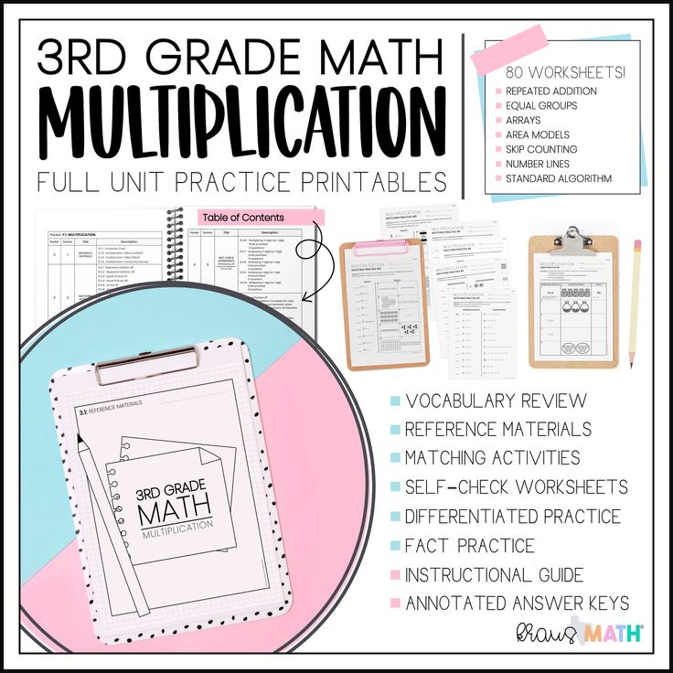 3rd Grade Math Packet 3 Multiplication Kraus Math 3rd Grade Math 