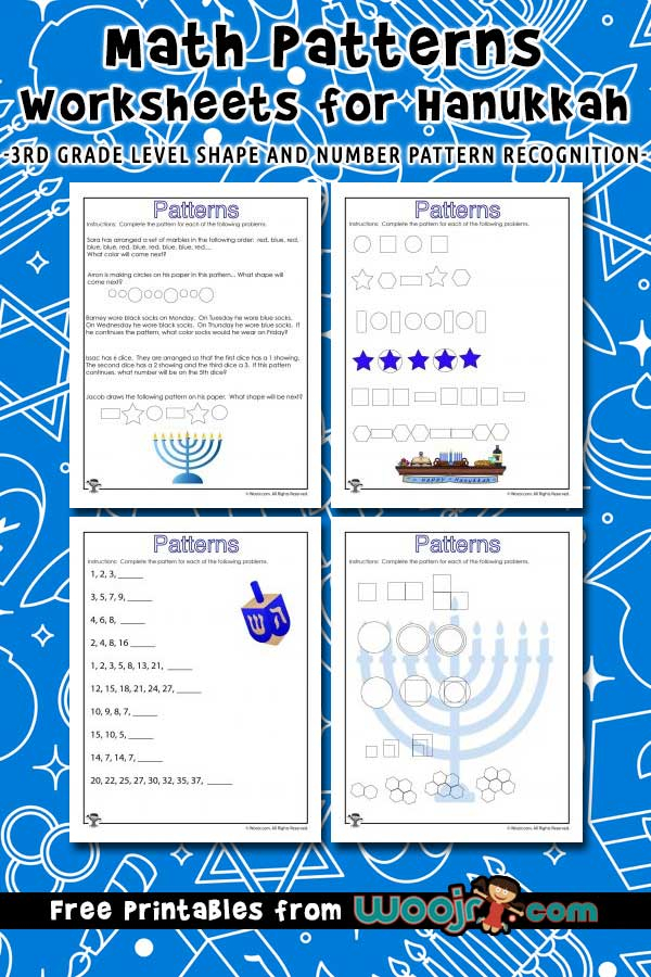 3rd Grade Math Patterns Worksheets For Hanukkah Woo Jr Kids Activities Children s Publishing