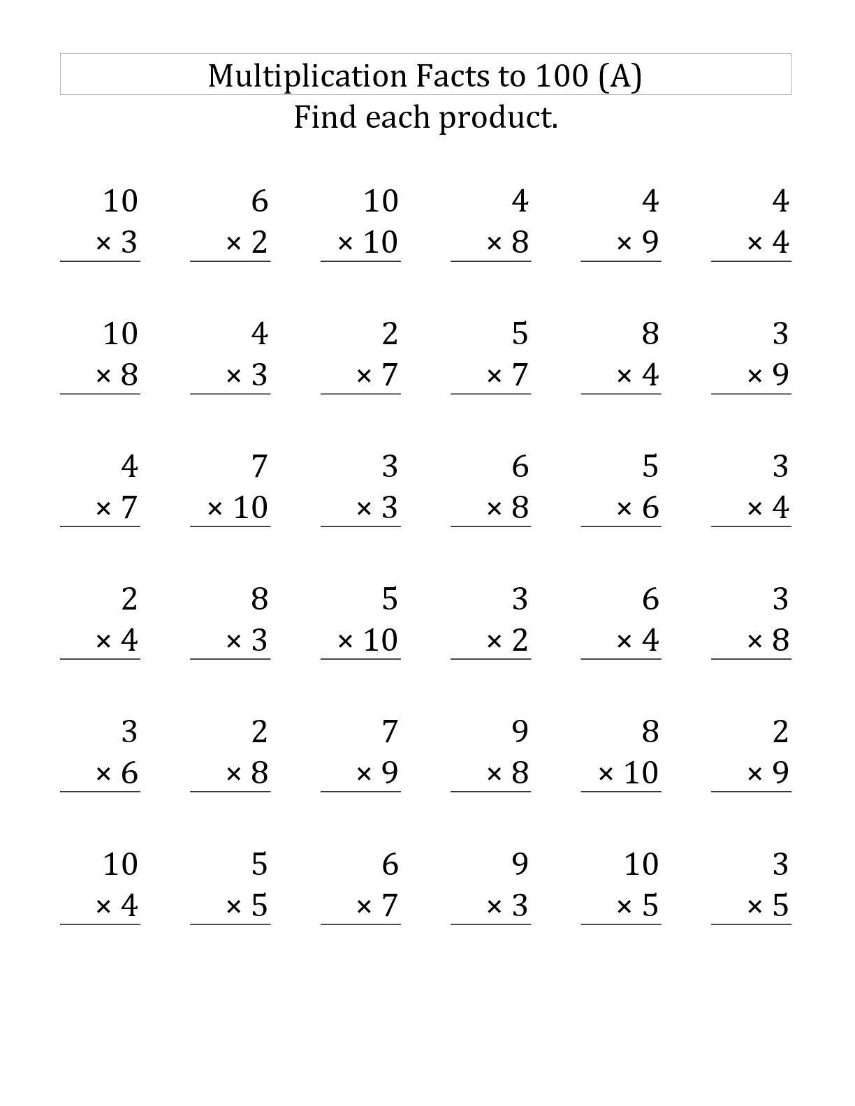3rd Grade Math Practice Multiplication Worksheets Printable Learning