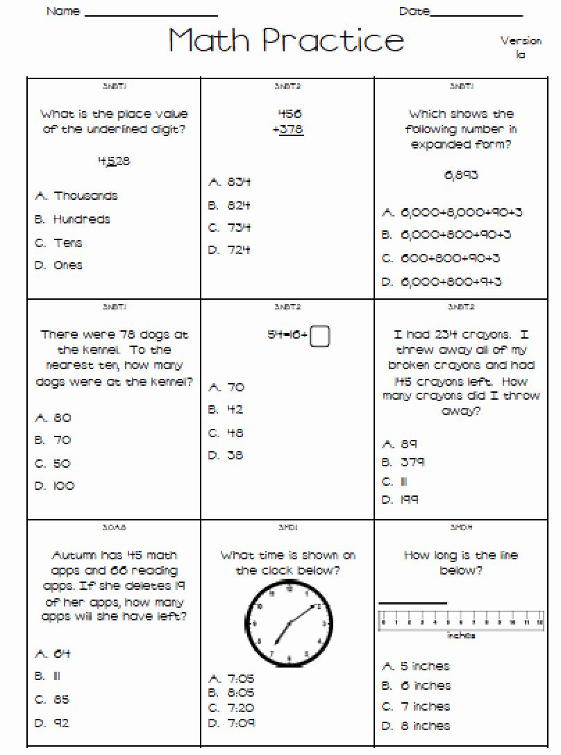 3Rd Grade Math Staar Test Practice Worksheets Math Practice