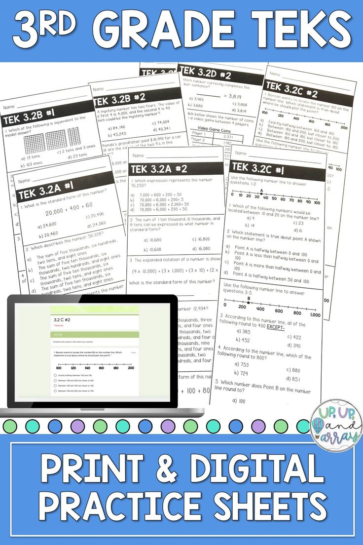 3rd Grade Math TEKS 3 2A 3 2B 3 2C 3 2D Place Value Skill Sheets