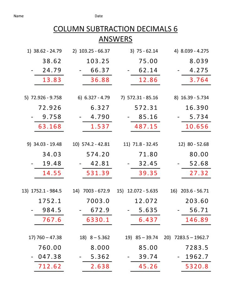 7th Grade Math Worksheets Answers