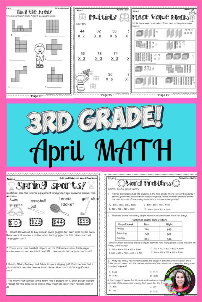 April Math Worksheets 3rd Grade Digital And Printable 3rd Grade 