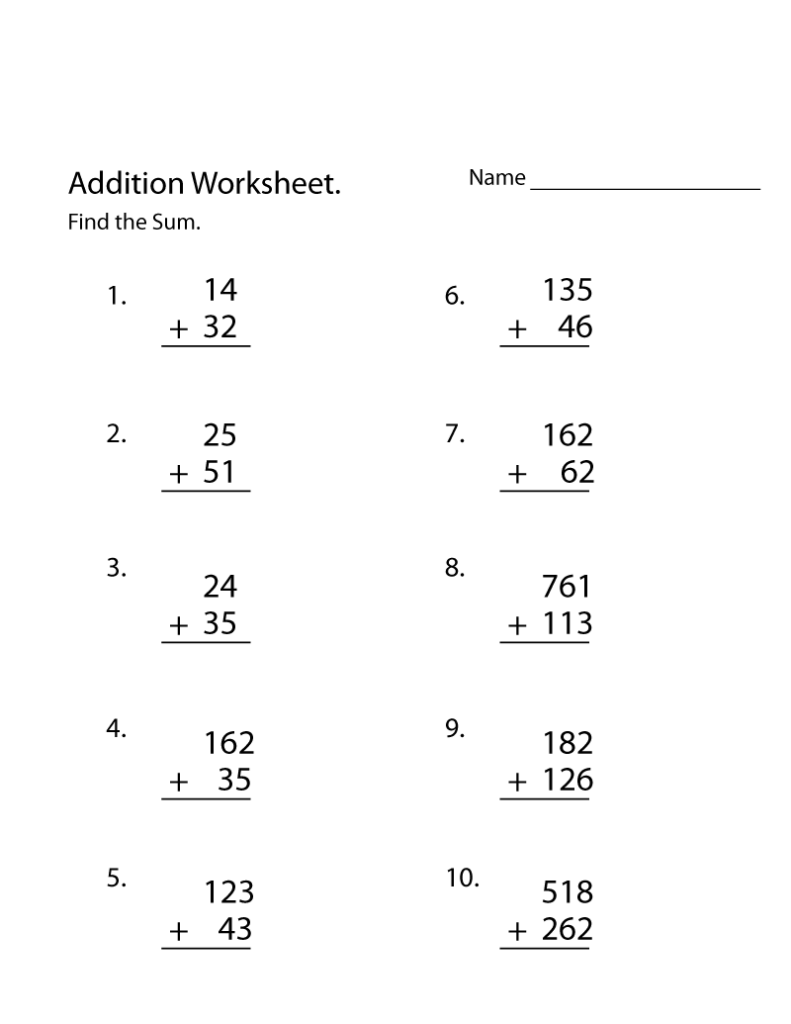 Basic Math Practice Sheets