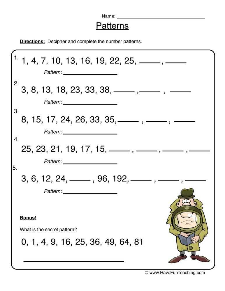 Find The Number Pattern Worksheet Have Fun Teaching Pattern