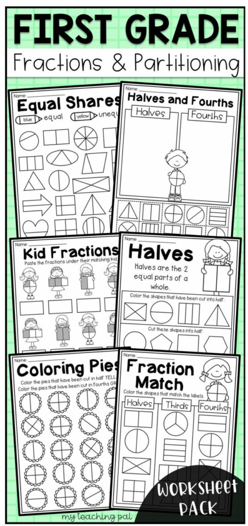 First Grade Fractions And Partitioning Worksheet Packet It Includes 30 