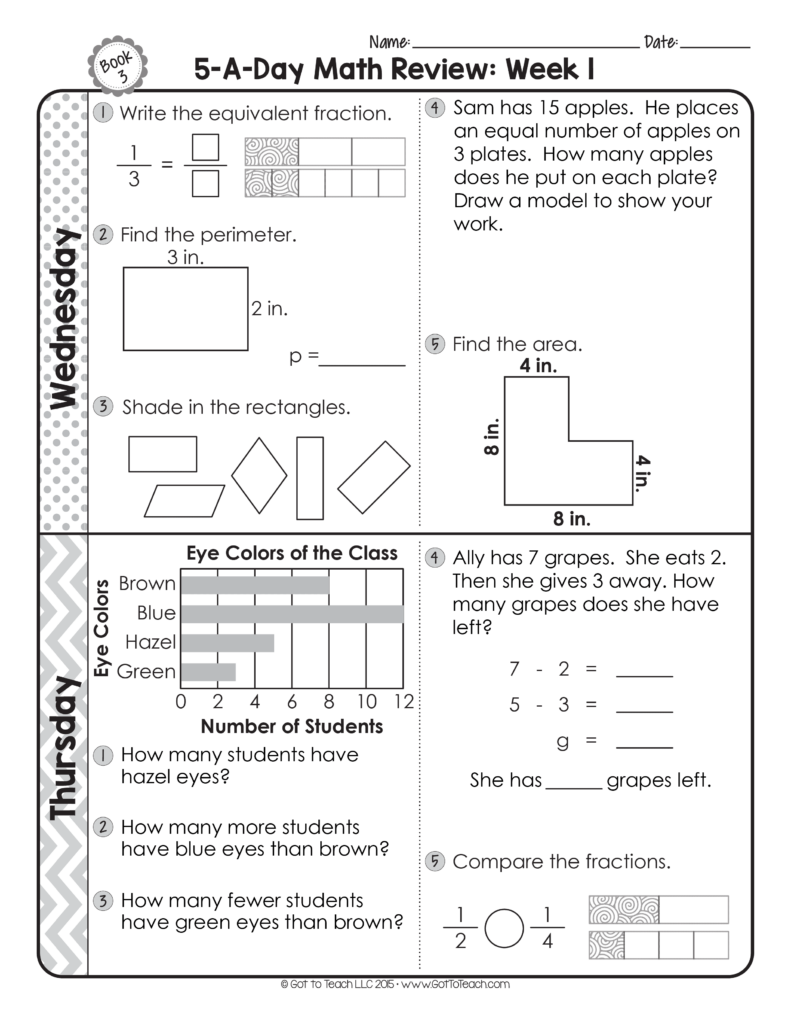 FREE 3rd Grade Daily Math Spiral Review Teacher Thrive