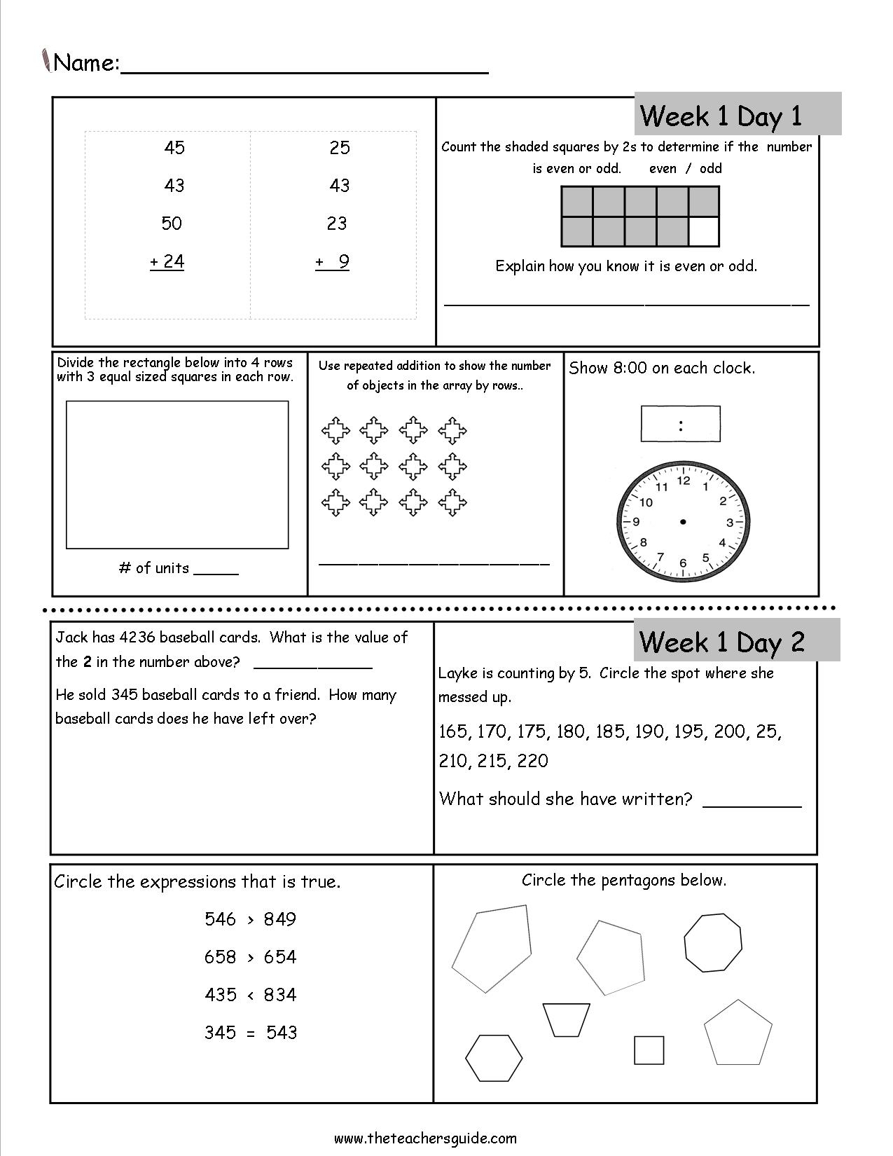 Free 3rd Grade Daily Math Worksheets 3rd Grade Math Worksheets Word