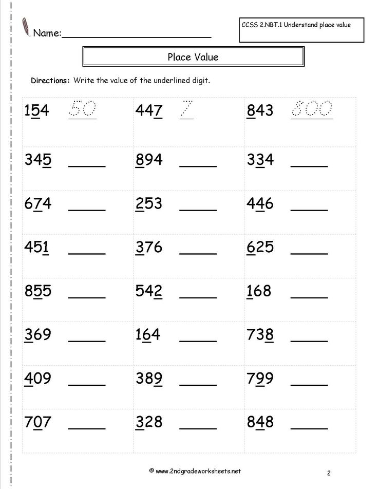 Free Math Worksheets Grade 2 Place Value Jon Jameson s English Worksheets