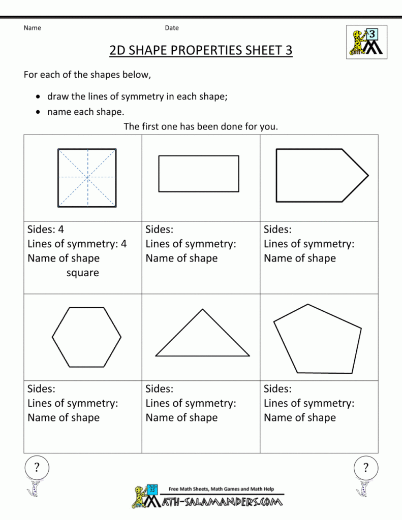 Free Printable Geometry Worksheets 3rd Grade