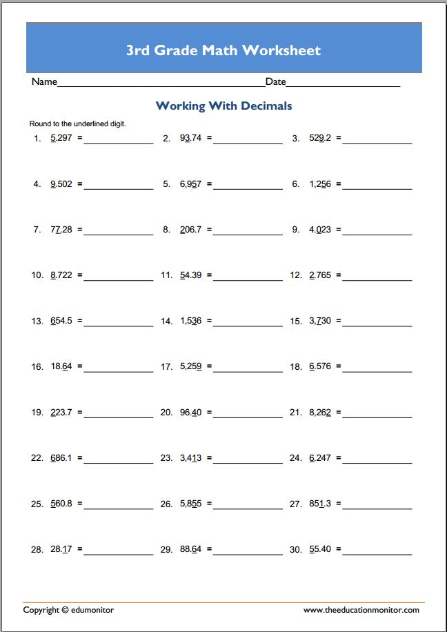 Free Printable Math Worksheets For 3Rd Grade Division Worksheets 10 