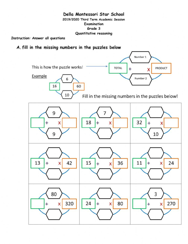 Grade 3 Quantitative Reasoning Examination Worksheet