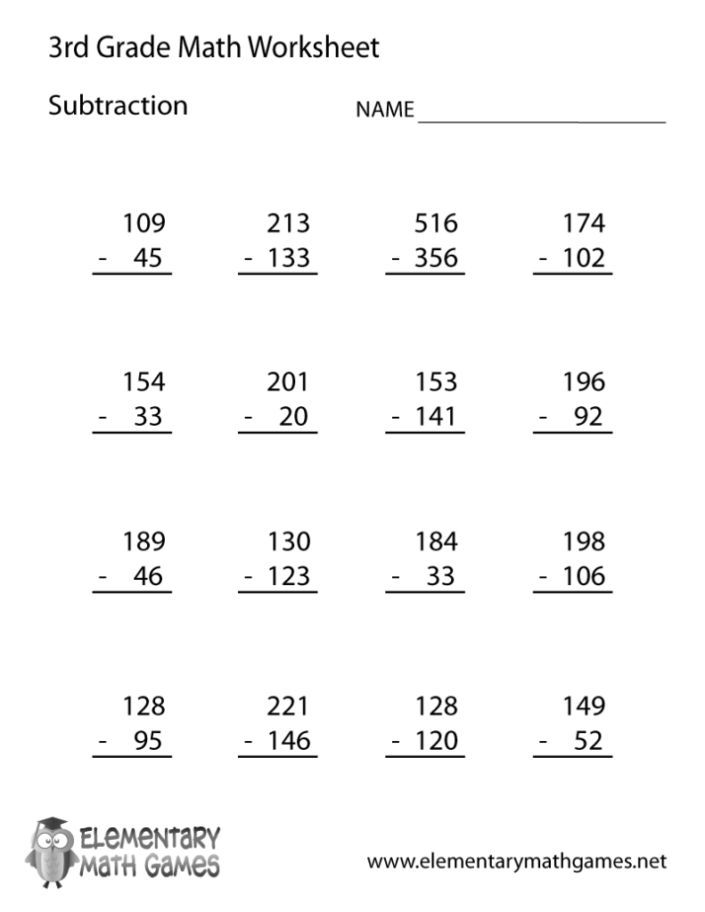 Grade 3 Subtraction Worksheets Regrouping Across Two Zeros K5 Learning 