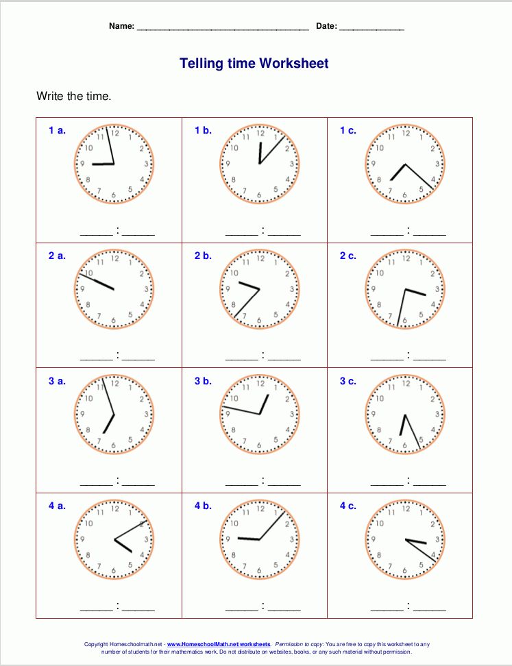 Grade 3 Telling Time Worksheet Read The Clock 1 Minute Intervals K5