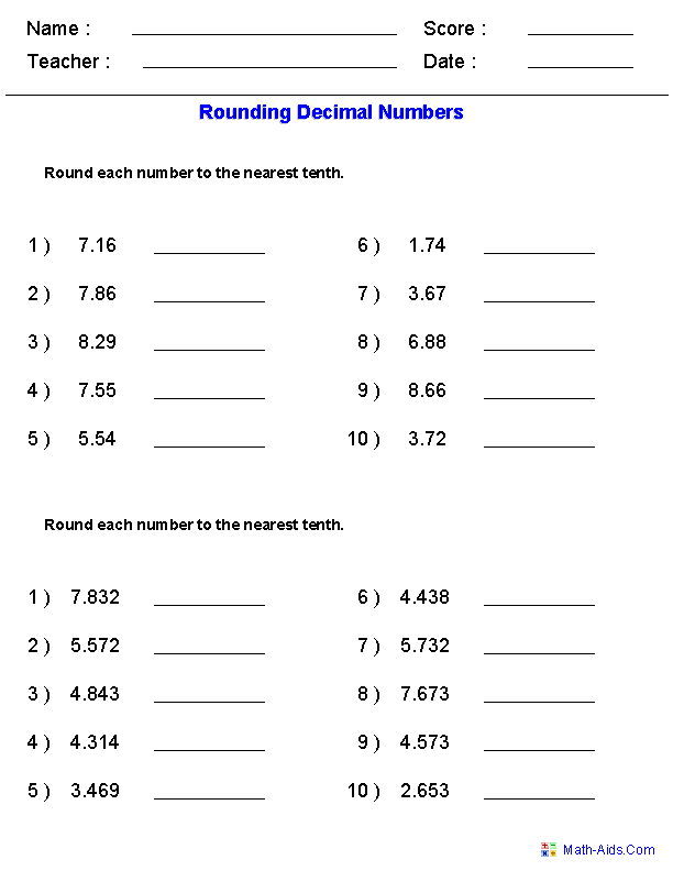 Grade 5 Math Worksheets Decimal Multiplication 1 2 Digits K5 Learning