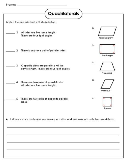 Image Result For Quadrilateral Worksheet For 3rd Grade Geometry 