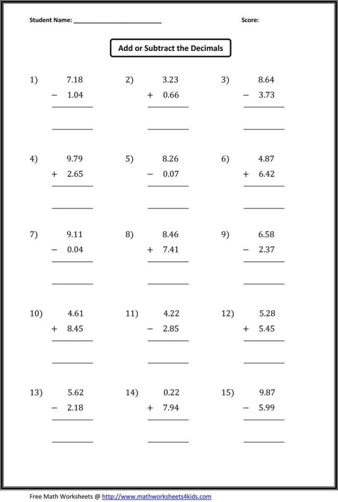 Math Aids Decimals Worksheets Multiplying Decimals Worksheet 