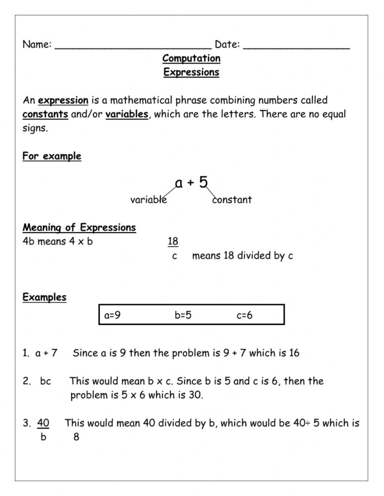 Math Expressions Worksheet 3rd Grade