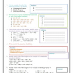 Math Properties Worksheet Matching