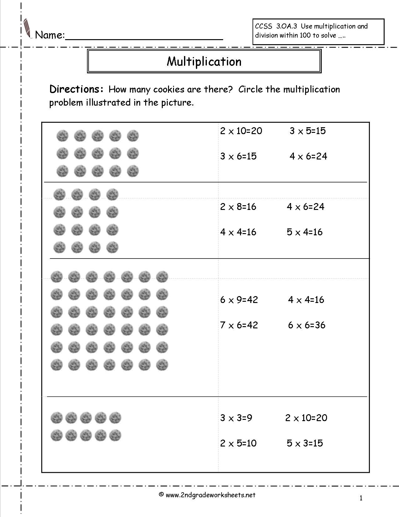 Multiplication Arrays Worksheet Common Core State Standards Extension 