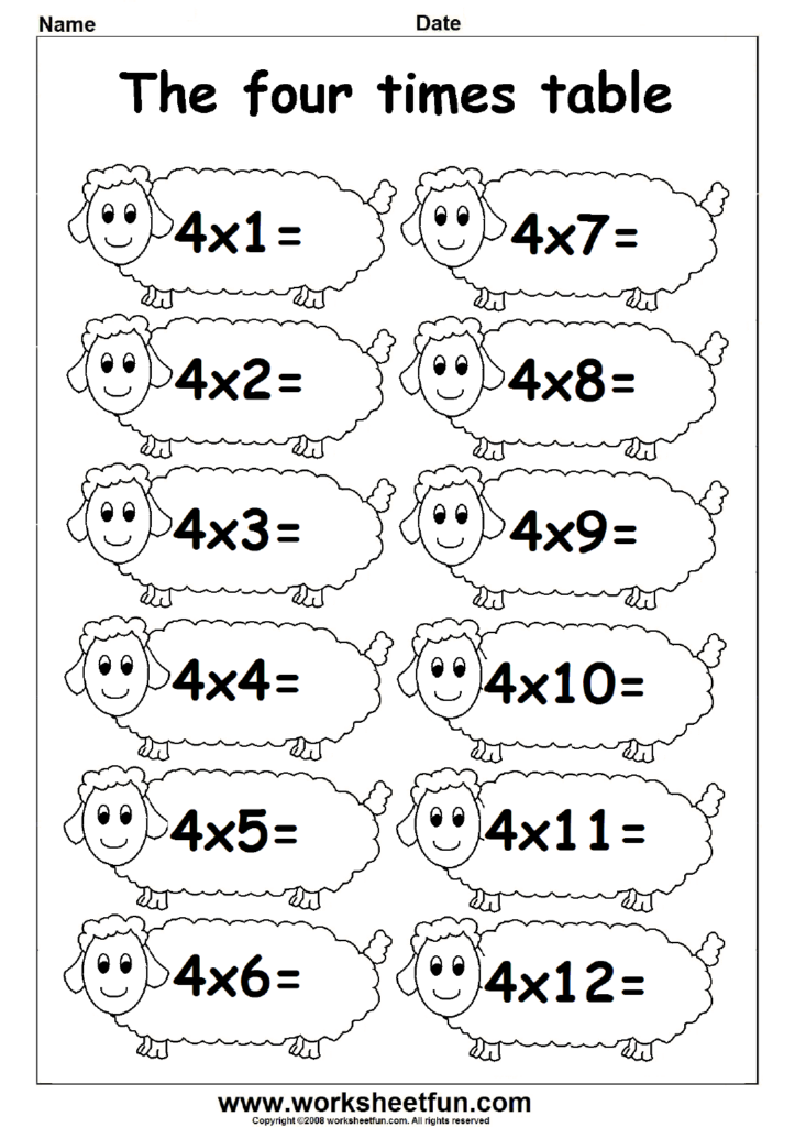 Multiplication Worksheets 4s Times Tables Worksheets