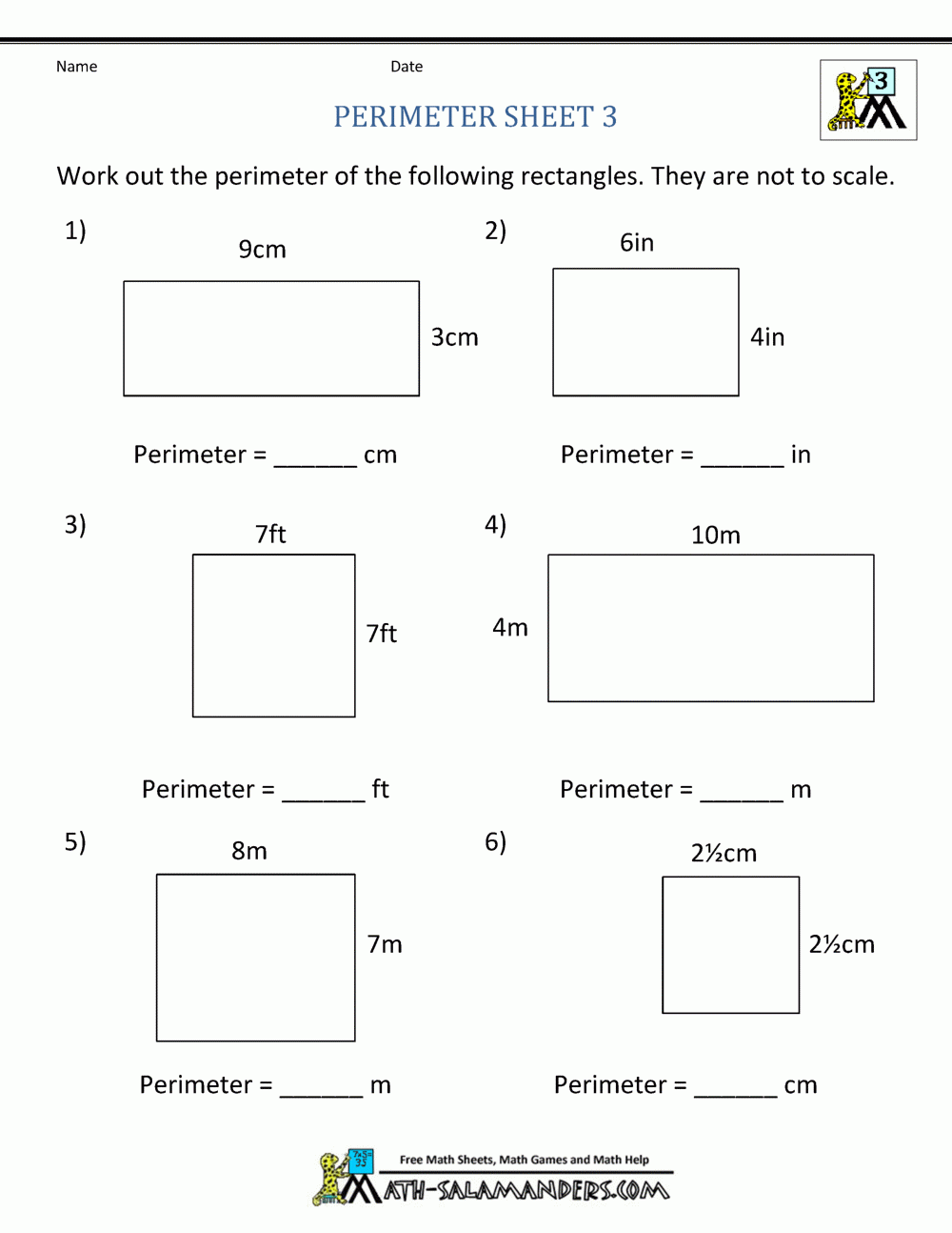 Perimeter Worksheets