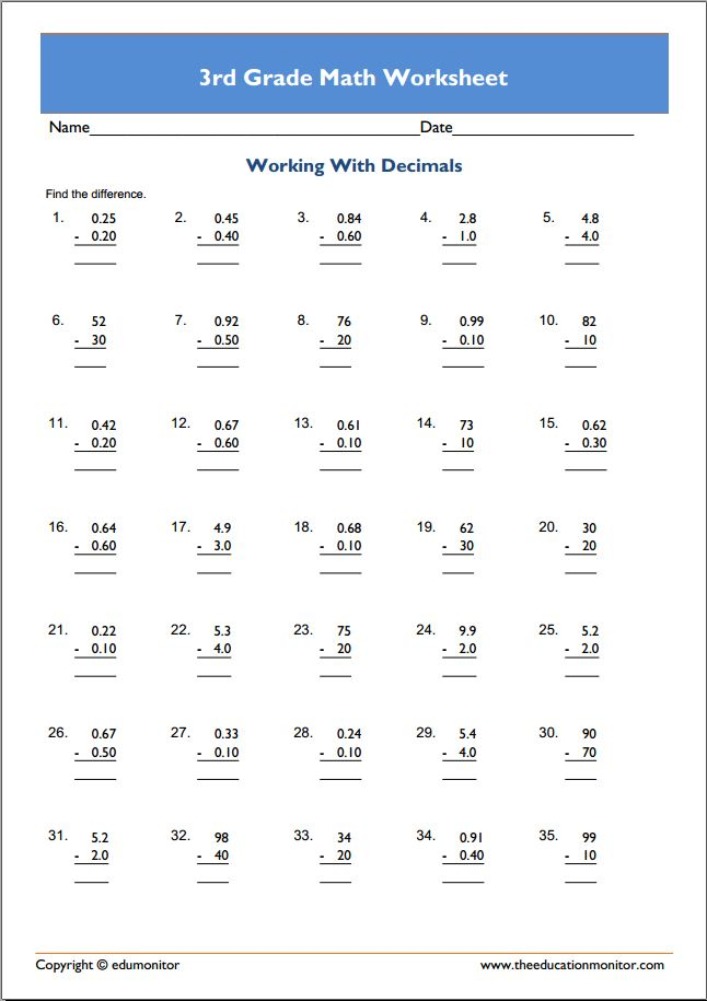 Printable Worksheets For 3Rd Grade Math Kamberlawgroup