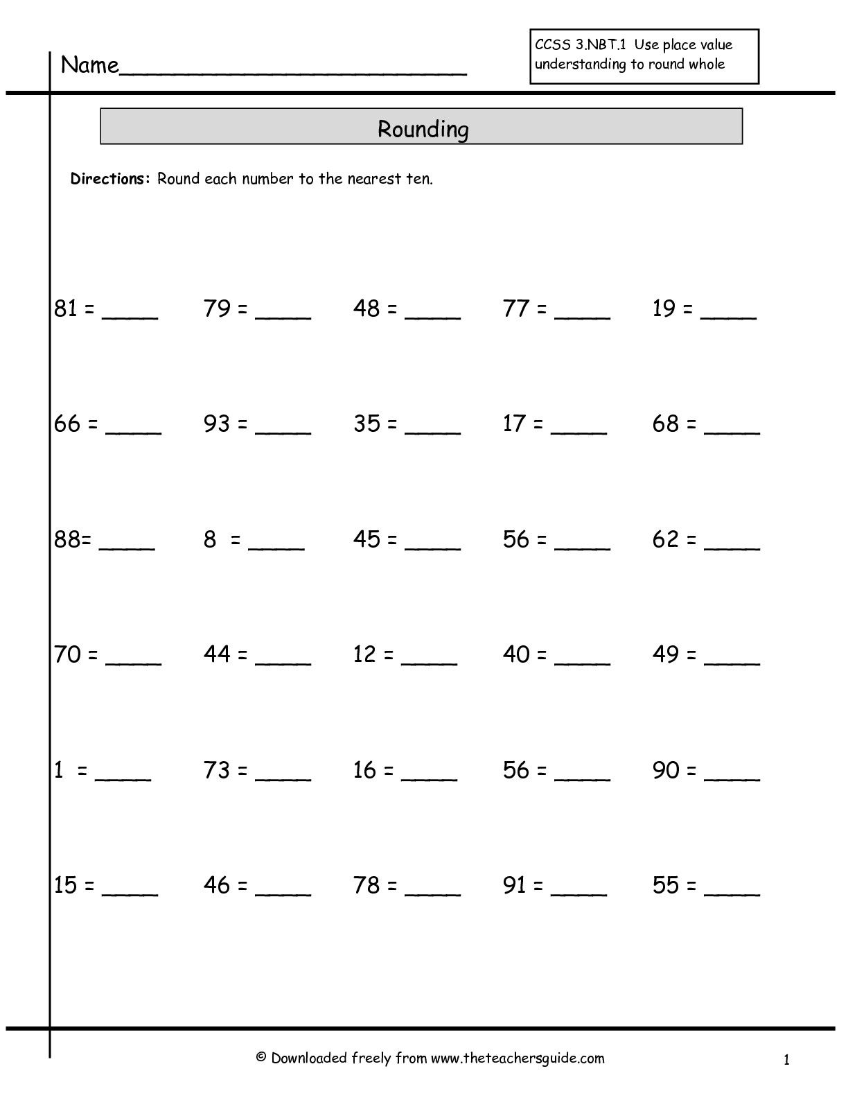 Rounding Whole Numbers Worksheets From The Teacher s Guide Rounding 