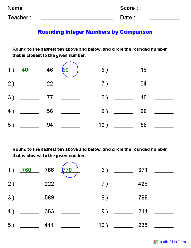 Rounding Worksheets Rounding Worksheets For Practice Rounding To The 