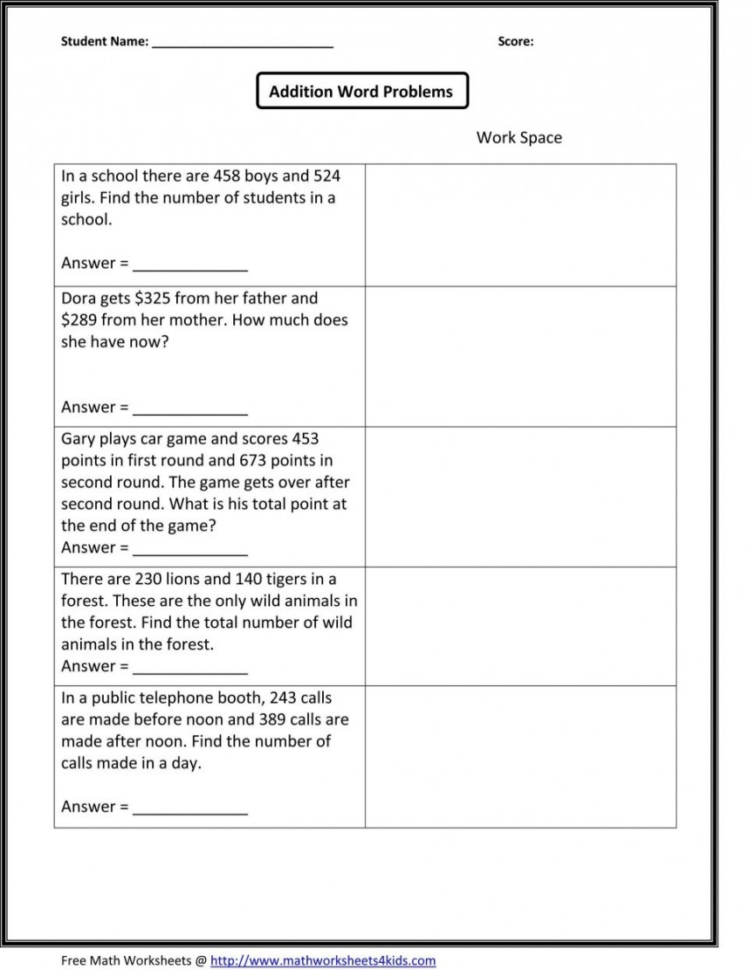 3rd Grade Math Worksheets Word Problems Pdf 3rd Grade Math Worksheets