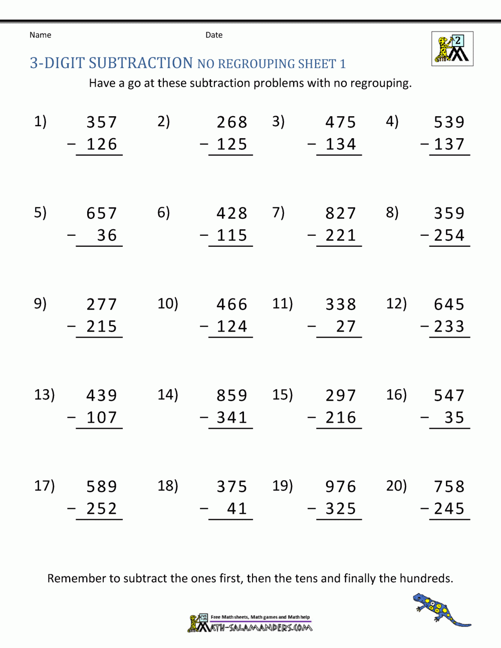 Subtraction With Regrouping 3rd Grade Worksheets WorksheetsCity