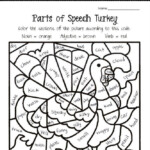 Turkey Color By Part Of Speech STICKER Parts Of Speech Worksheets