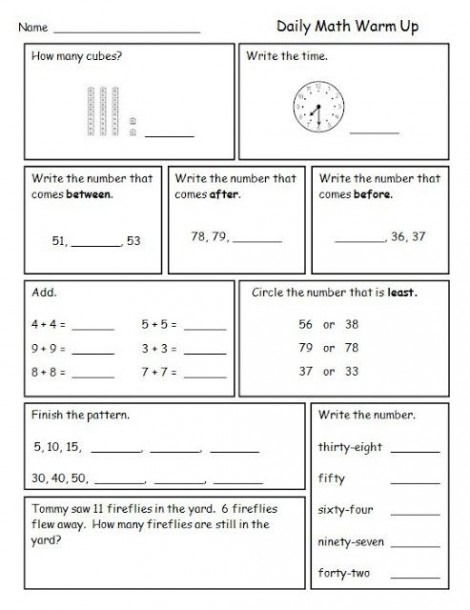 Warm Up 3rd Grade Worksheets