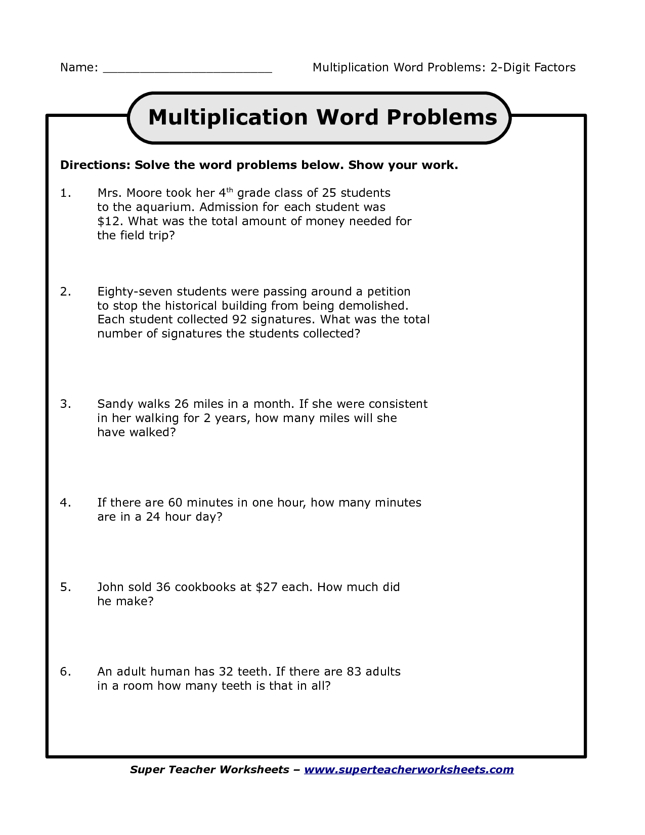 16 Multiplication And Division Word Problems Worksheets Worksheeto