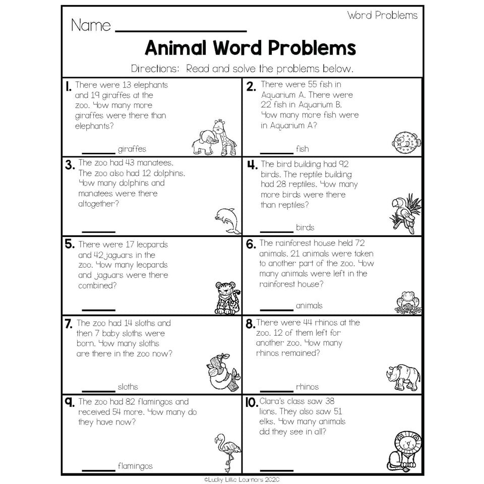 2nd Grade Math Worksheets Operations And Algebraic Thinking Word 