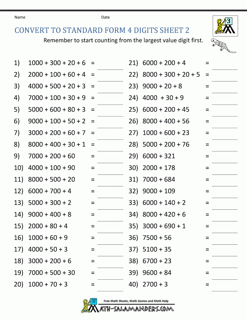 3rd Grad Math Worksheets