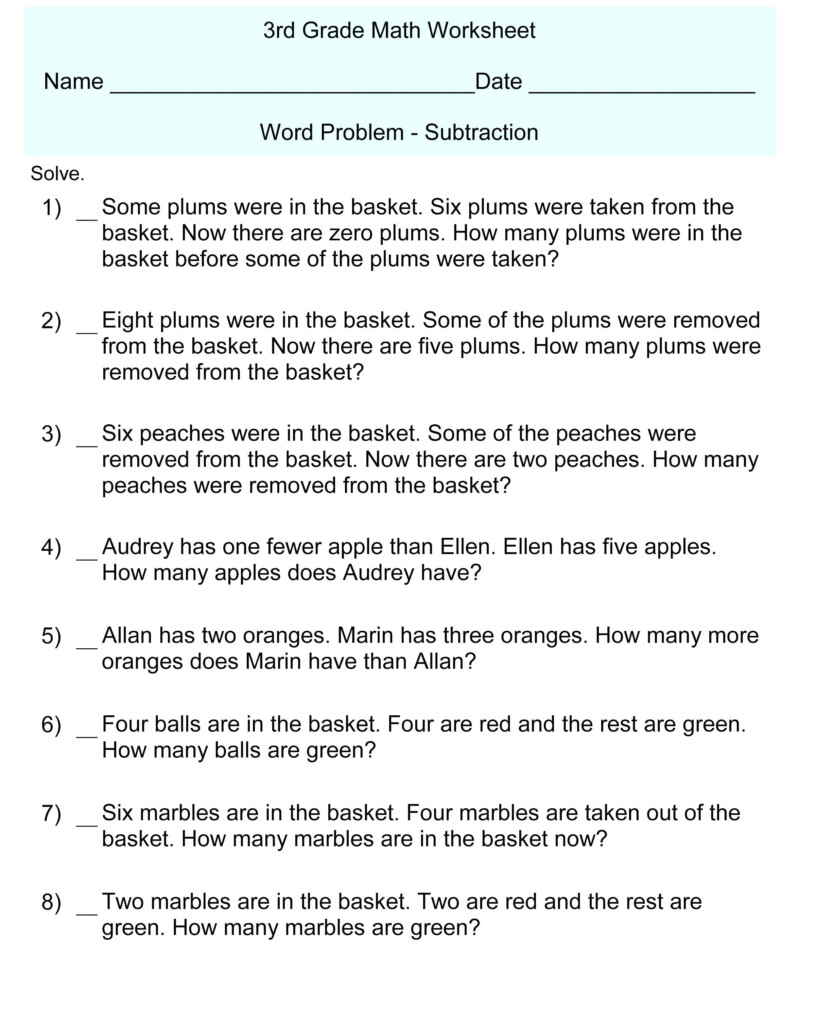 3Rd Grade Area Word Problems