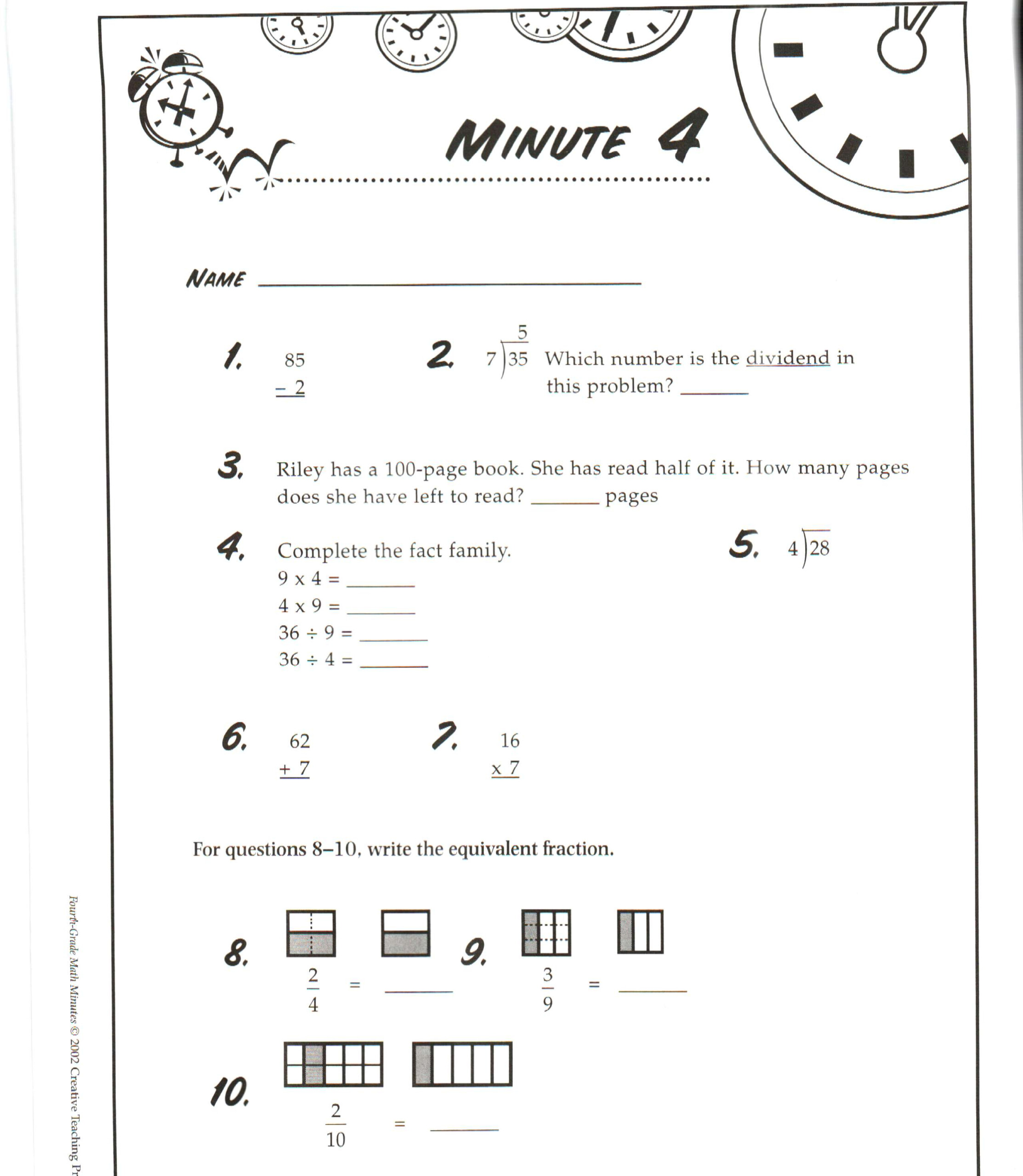 3rd Grade Daily Math Minutes Mrs Faoro