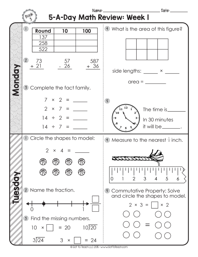 3rd Grade Daily Math Spiral Review Teacher Thrive Math Spiral 