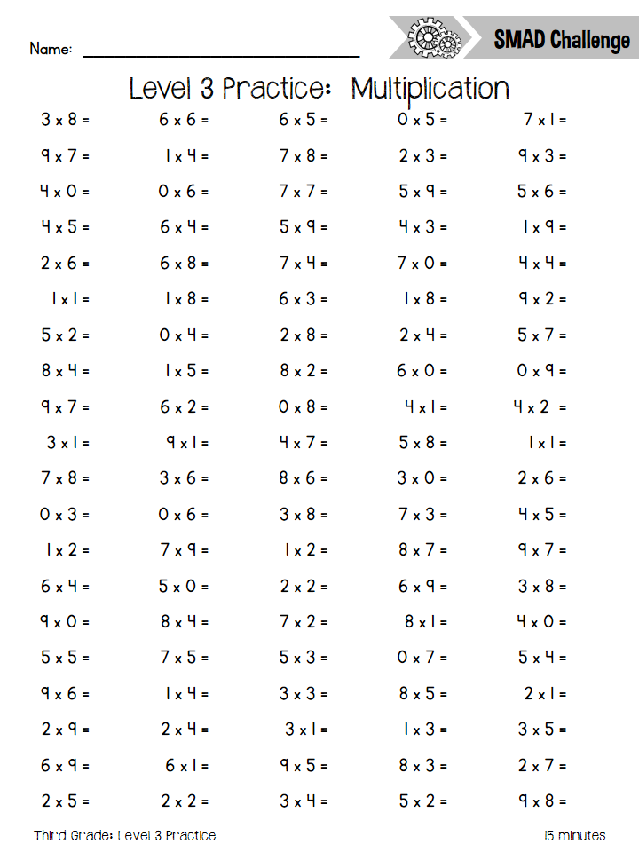 3rd Grade Math Facts Worksheets